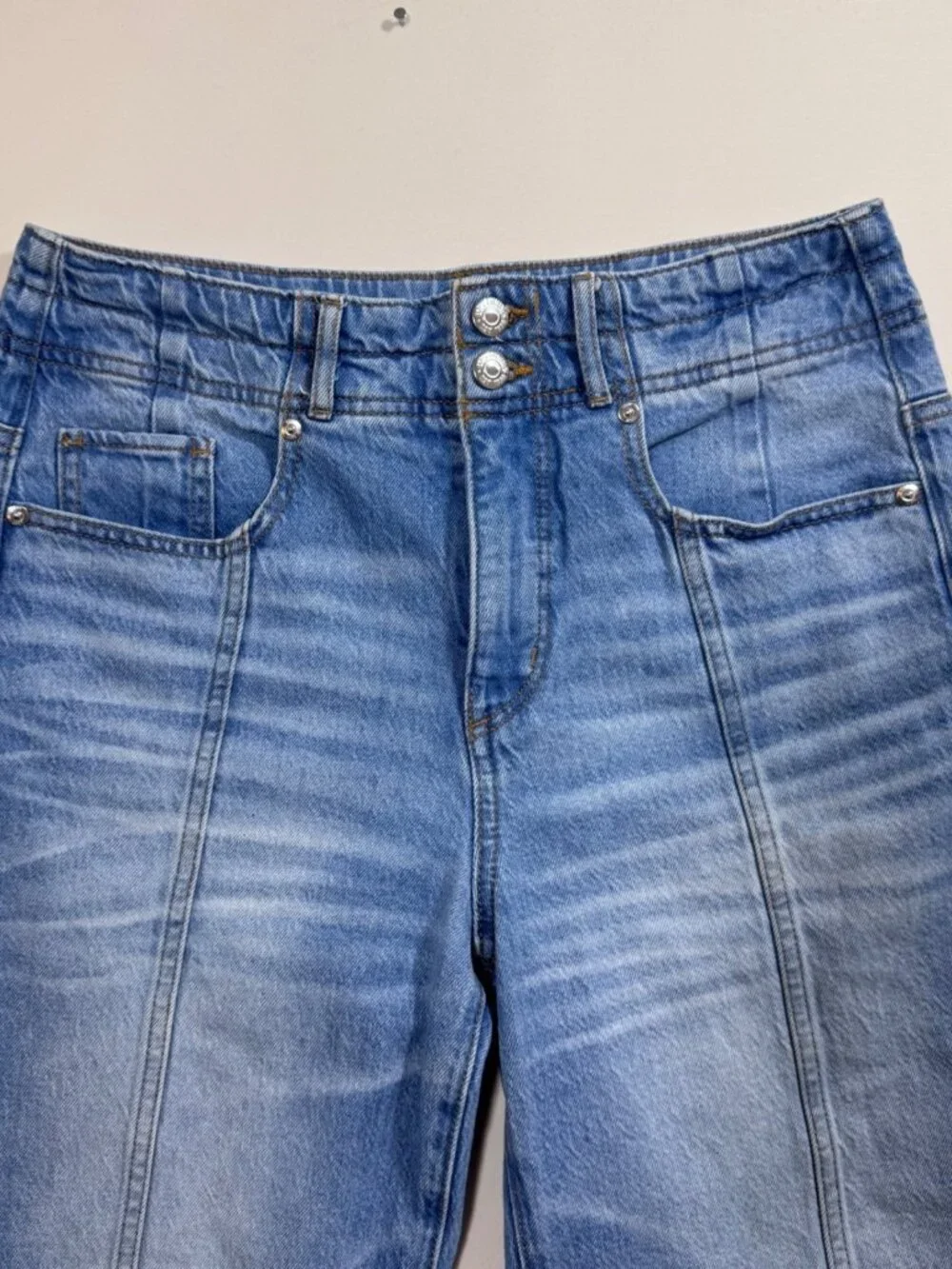 LOFT High Rise Wide Leg Jeans Front Seam Light Wash Women's 28 / 6 Casual Street